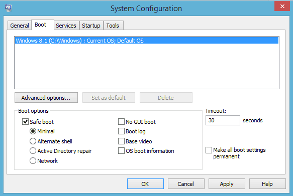 windows 8 safe mode