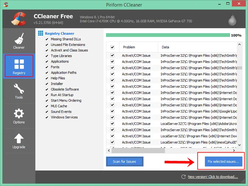 ccleaner registry fix