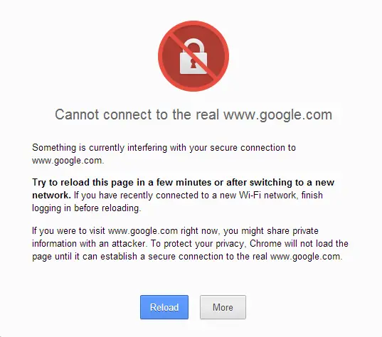 cannot connect to the real www.google.com