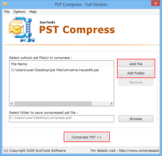 compress outlook pst