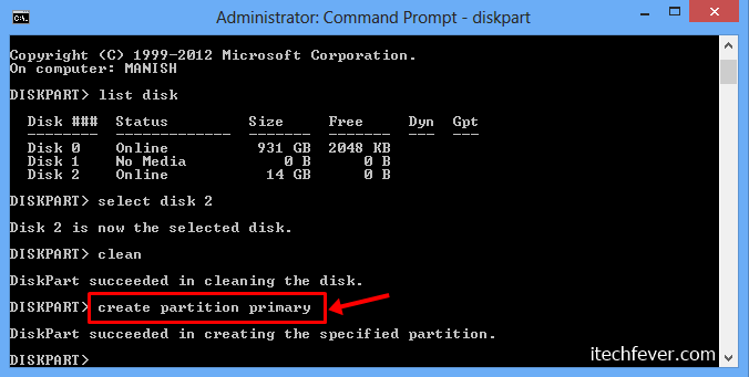 create partition primary