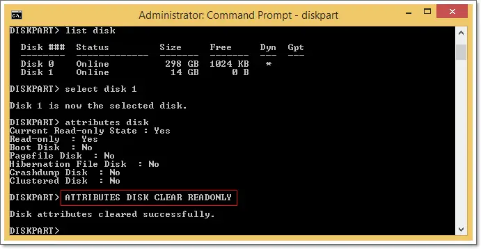 disable write protection cmd commands