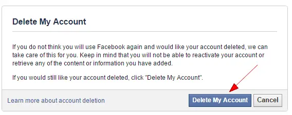 delete facbook account permanently 2015