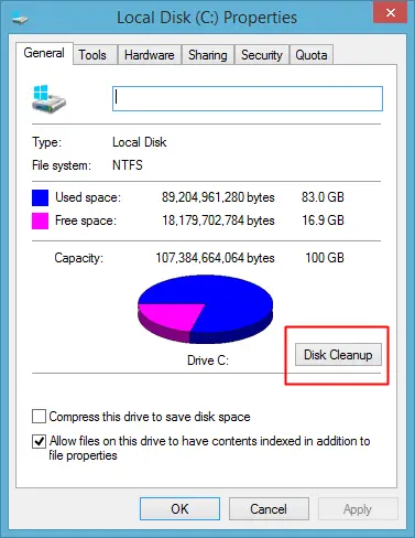 disk cleanup windows 8