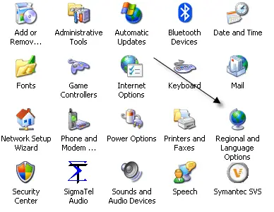 windows xp control panel