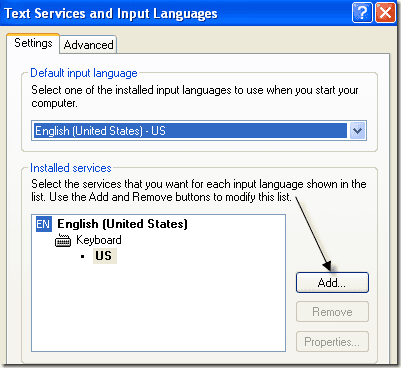 Change Keyboard Language xp