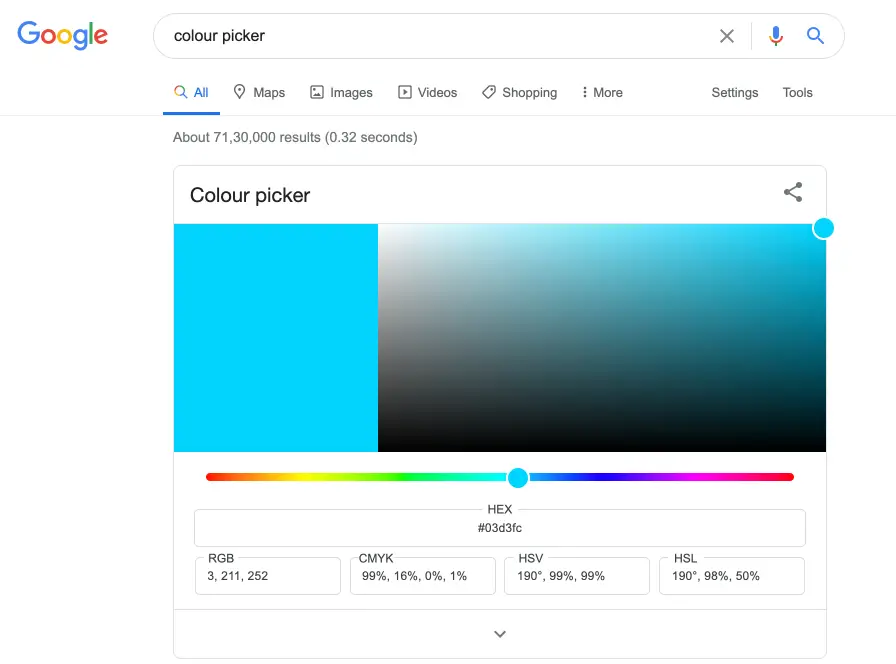 color picker on google