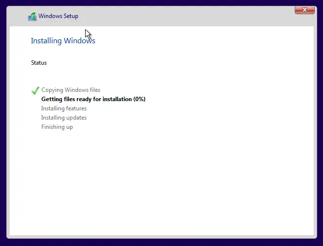 Install windows 10 screenshot