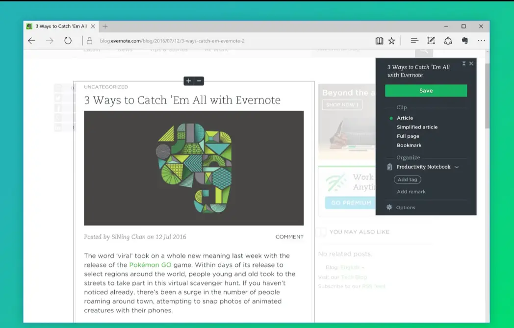 evernote web clipper extension for edge