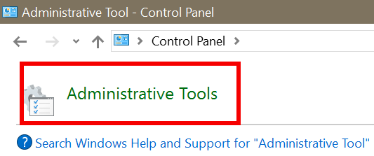 administrative tools control panel