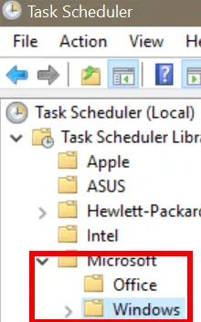 Windows option in task scheduler