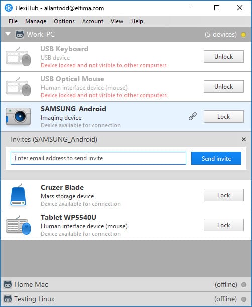 flexihub, remote usb