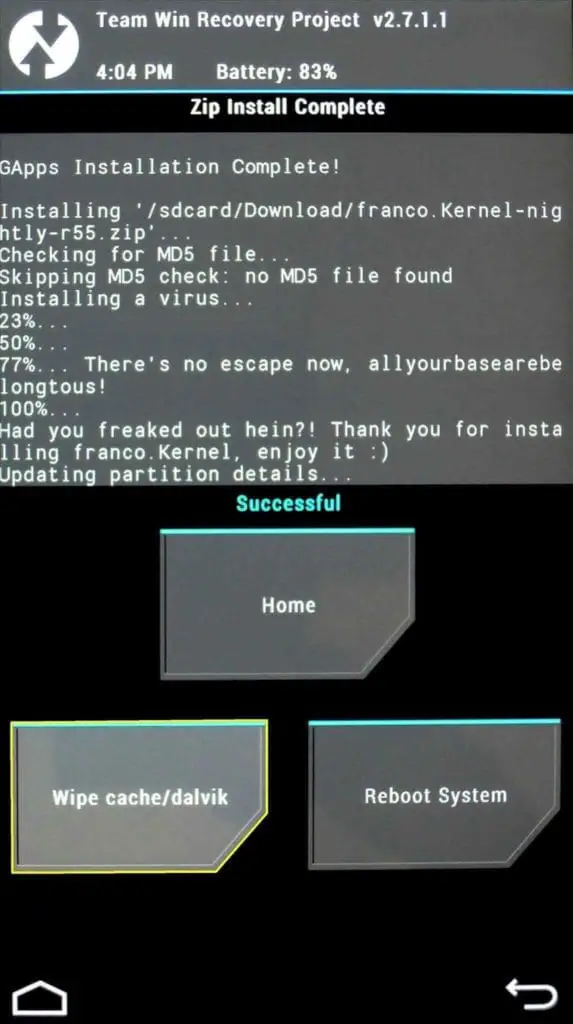 twrp custom recovery zip install