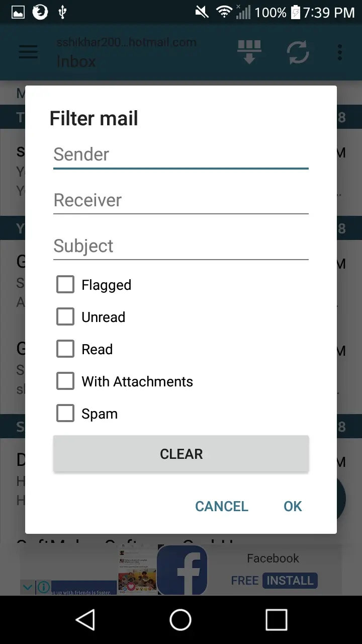 MailDroid filter mail settings