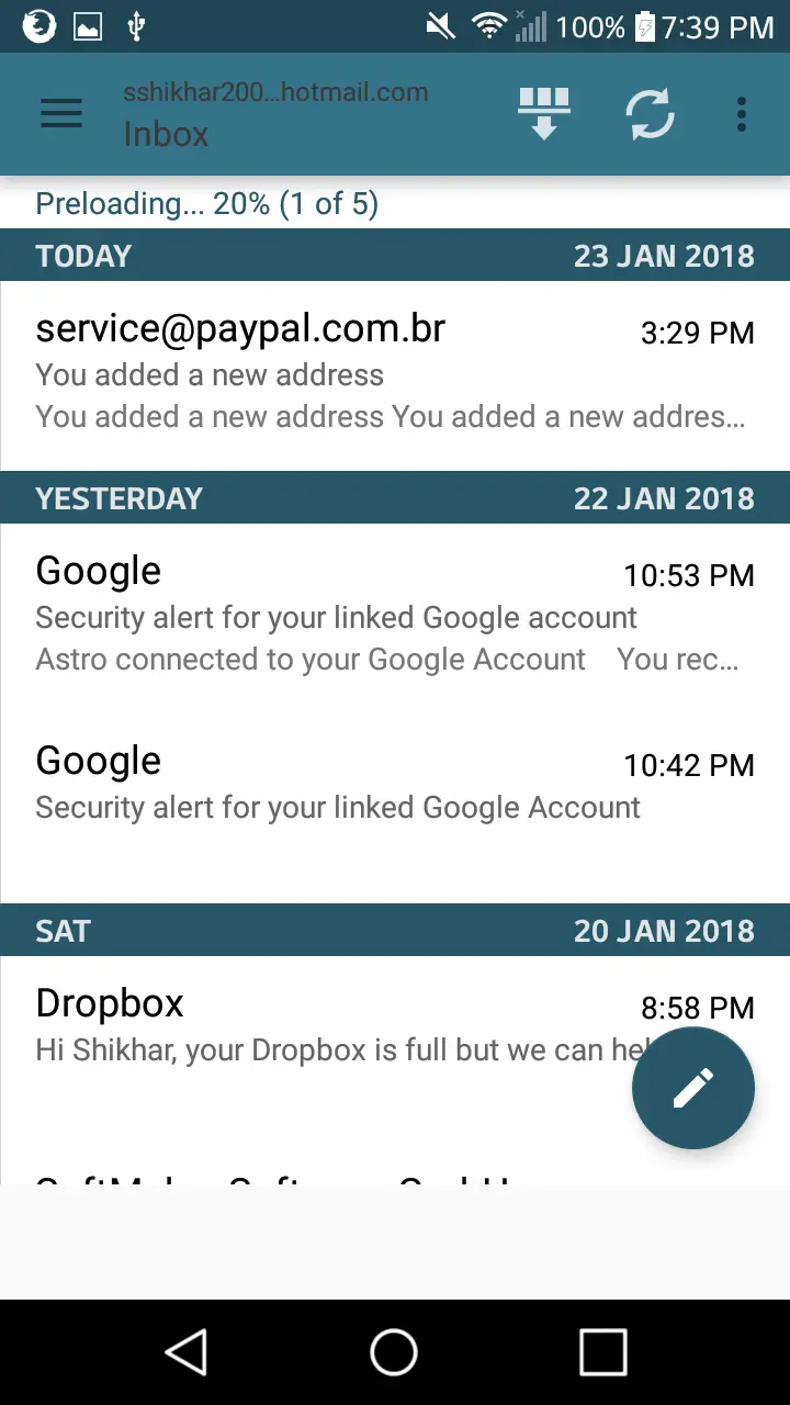 MailDroid message list