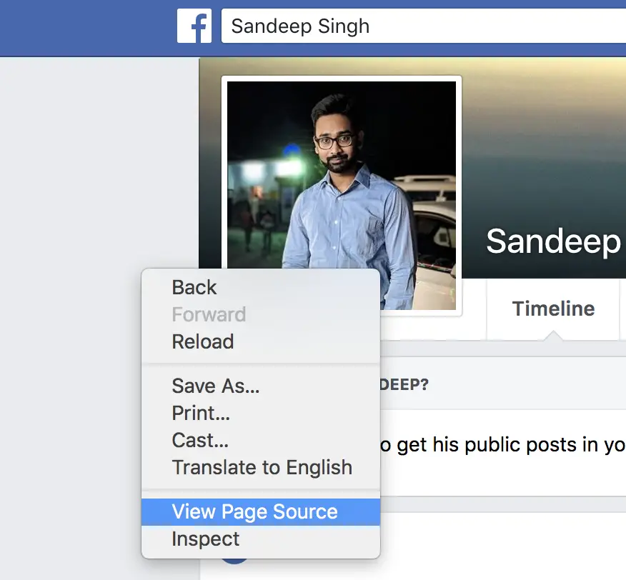 find facebook id of profile