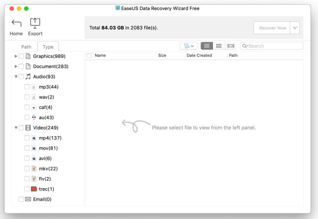 easeus file type data recovery