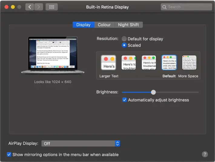 adjust resolution to avoid eye strain