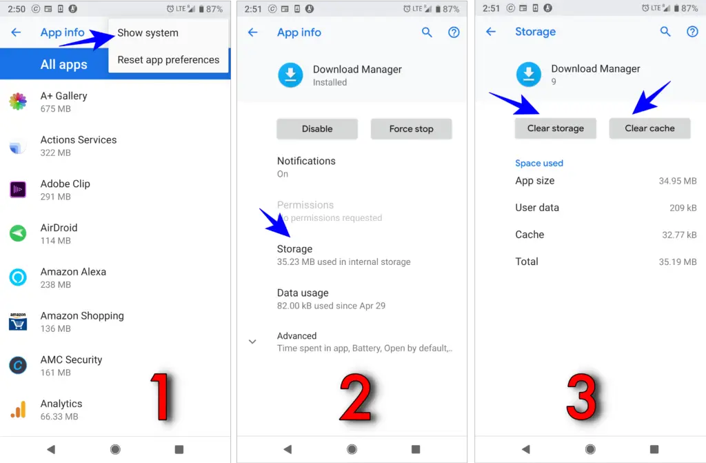 delete cache of download manager