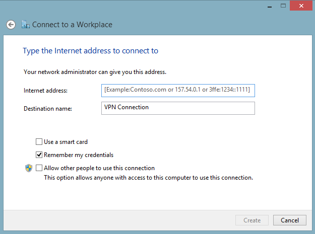 VPN setting on Windows