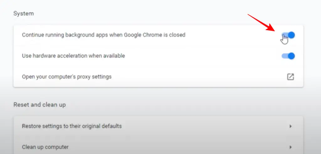 disable background apps in chrome