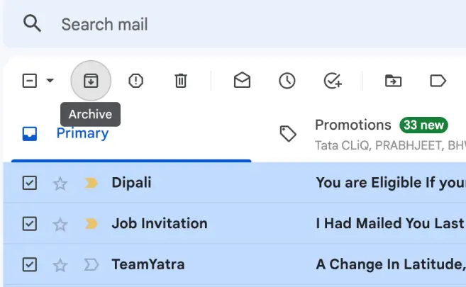 archive emails in gmail