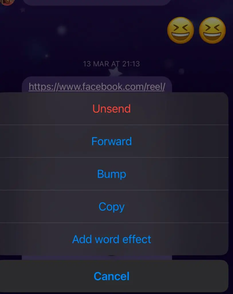 unsend messages on messenger