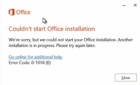 couldn't start office installation