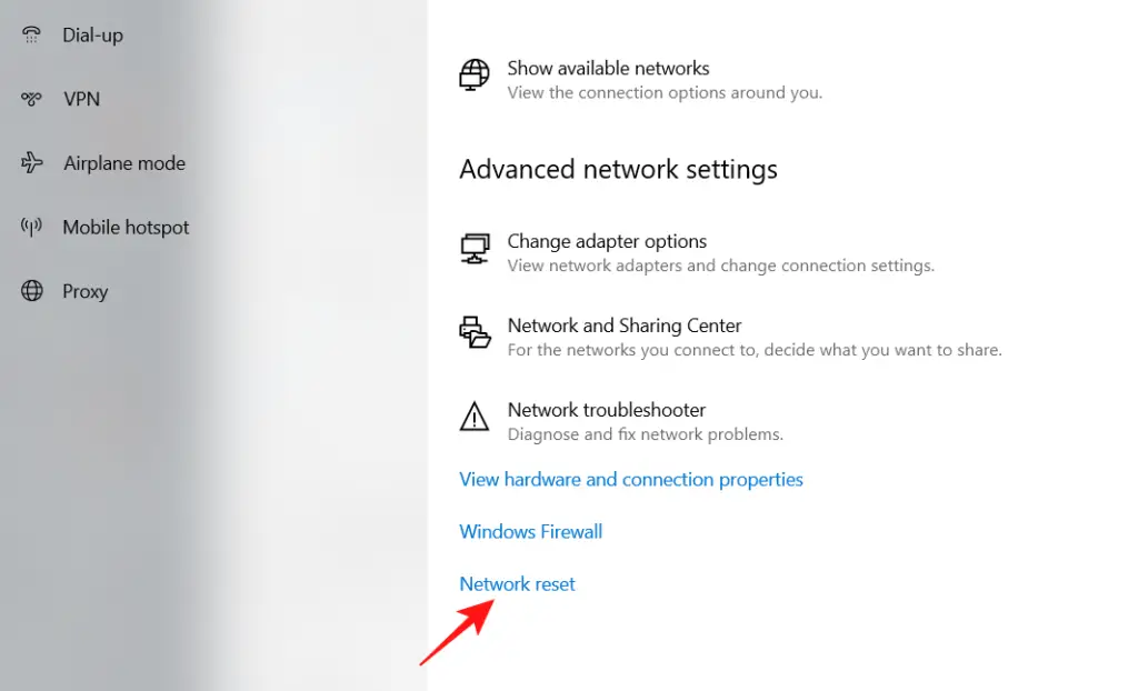 network reset to fix wifi issue on windows 10