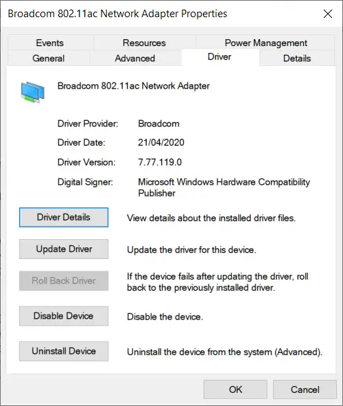 rollback network driver to fix wifi