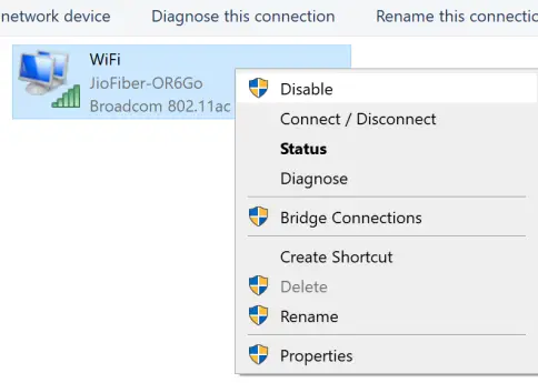 disable enable network adapter