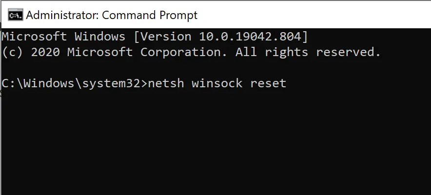 netsh winsock reset