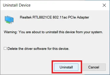 uninstall driver