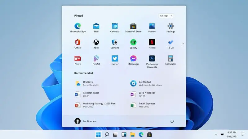 Windows 11 menu