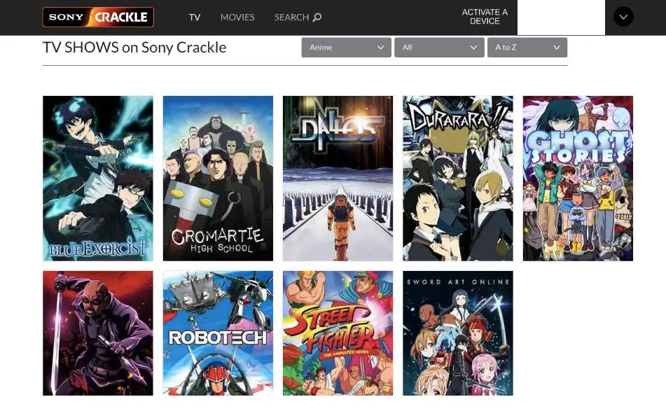 Sony Crackle to watch anime