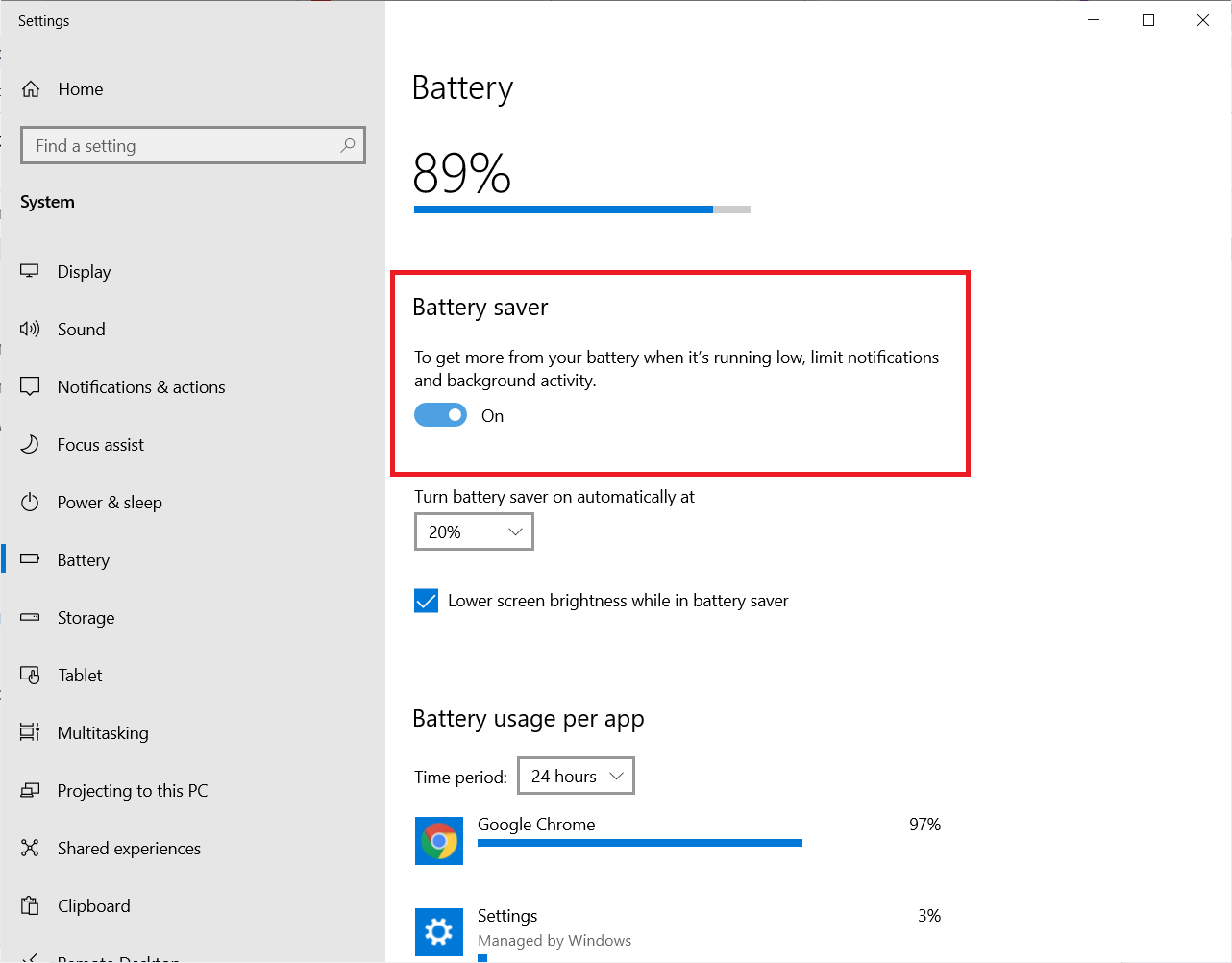 battery saver mode to extend battery life