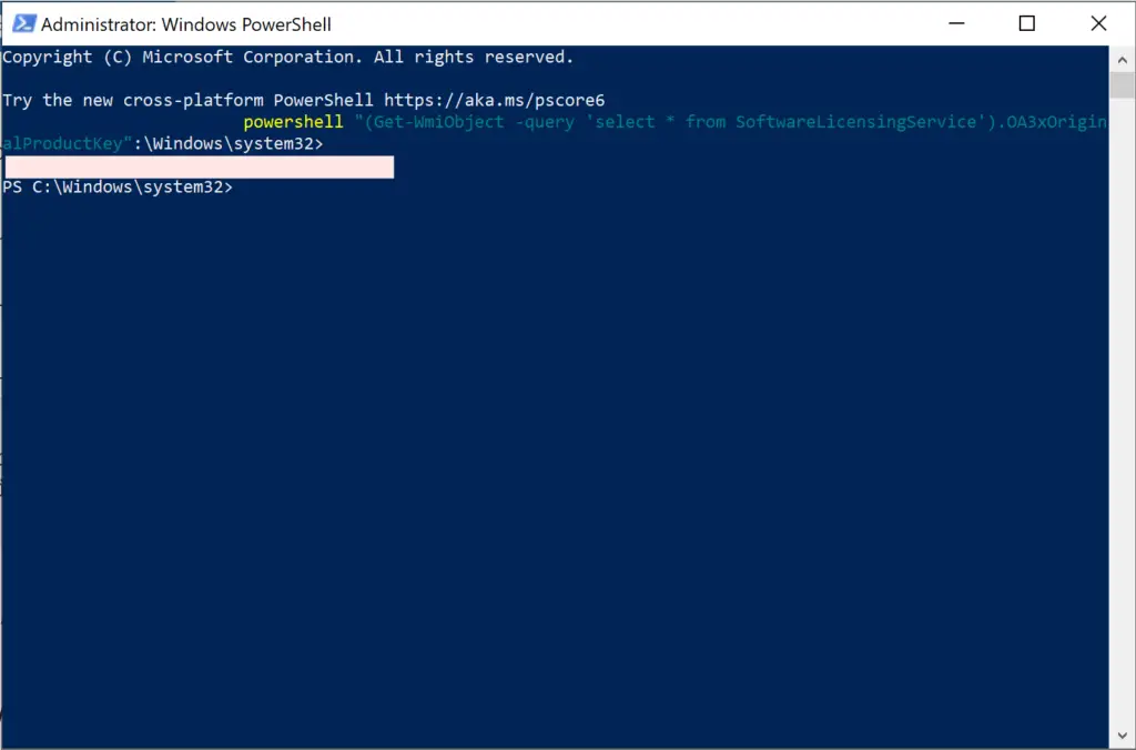 powershell command to get product key