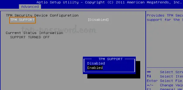 turn on TPM on UEFI BIOS