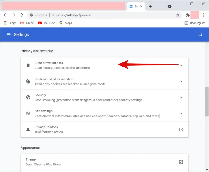 clear browsing data on chrome