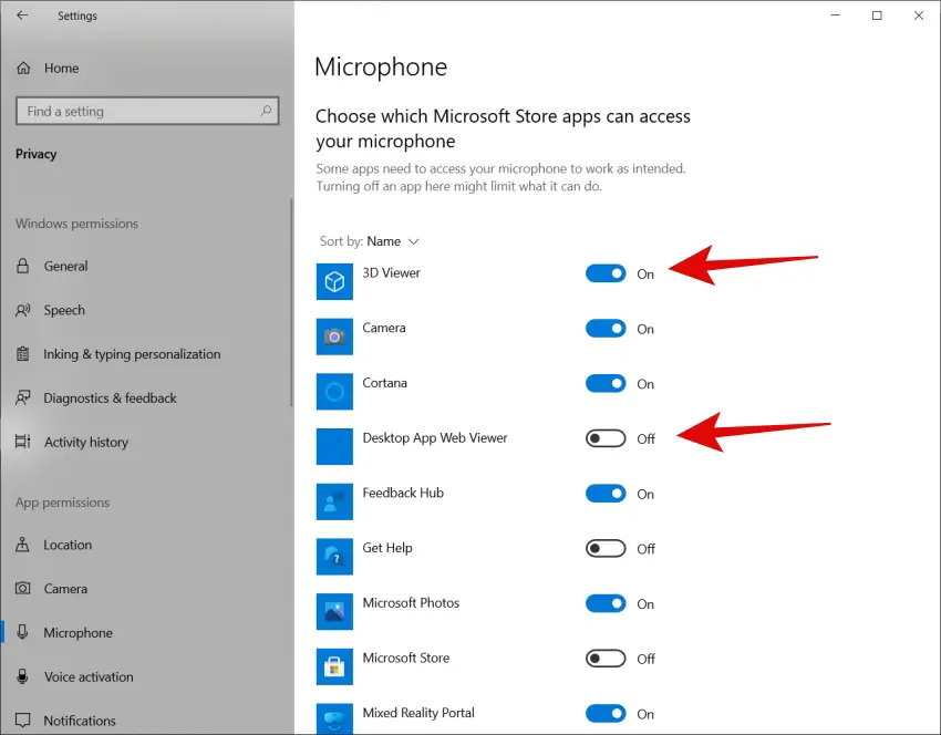 enable microphone access windows 10