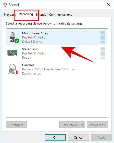 recording settings windows 10