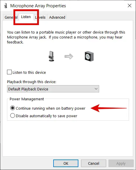 microphone listen settings