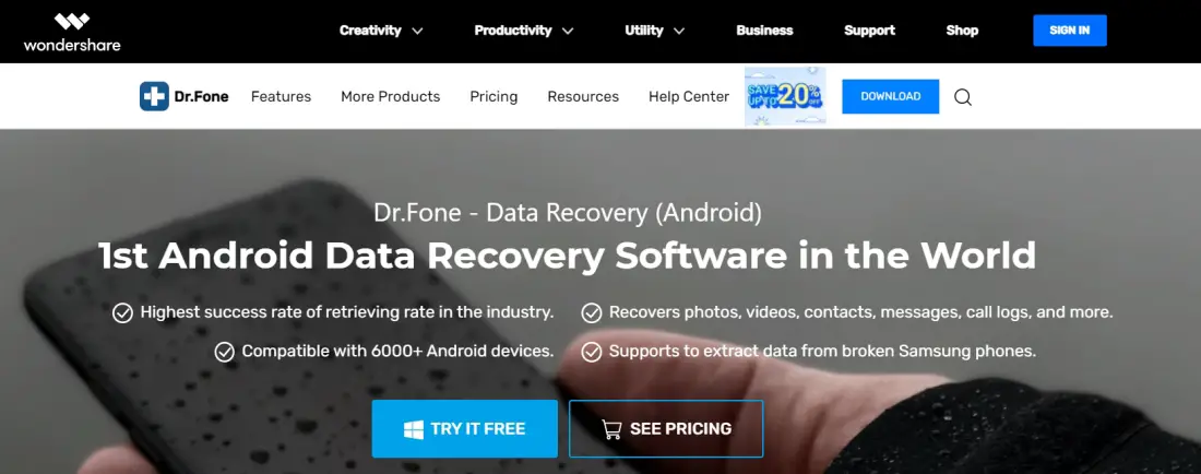 dr.fone for Android data recovery 