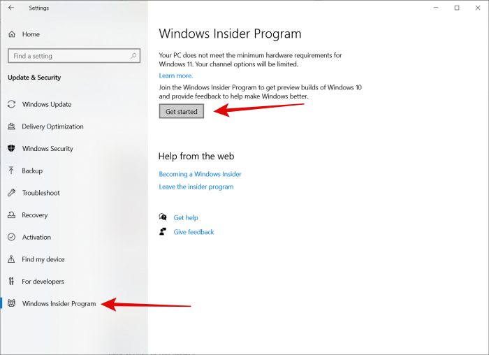 Windows Insider Programme 