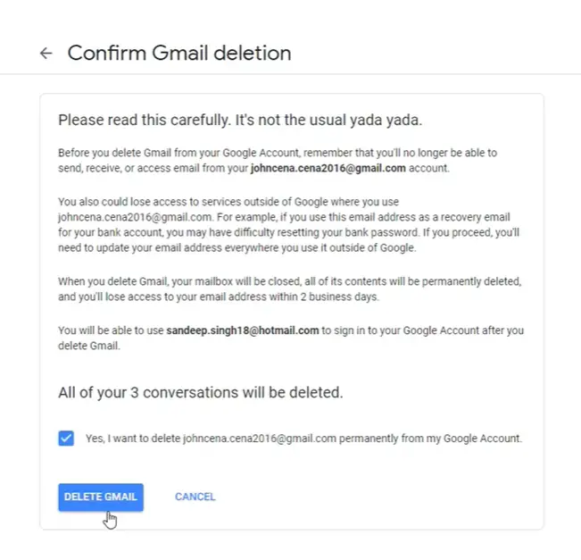 Delete Your Gmail Account Permanently