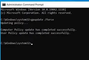 using CMD to update group policy