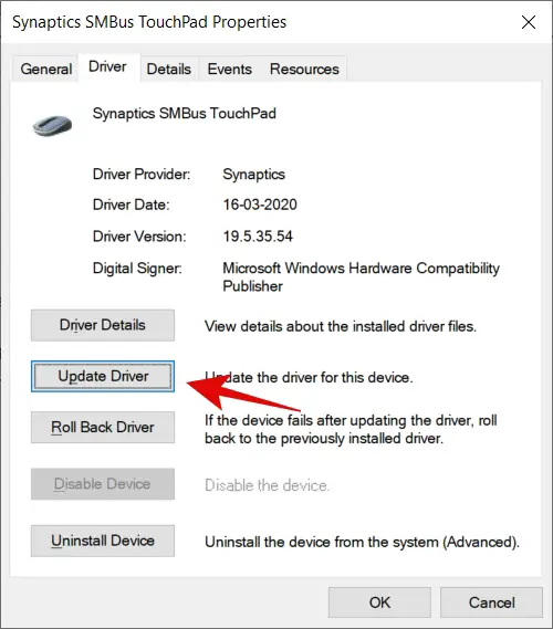 update synaptic touchpad