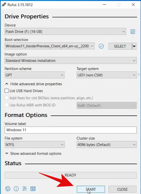 format usb drive with rufus