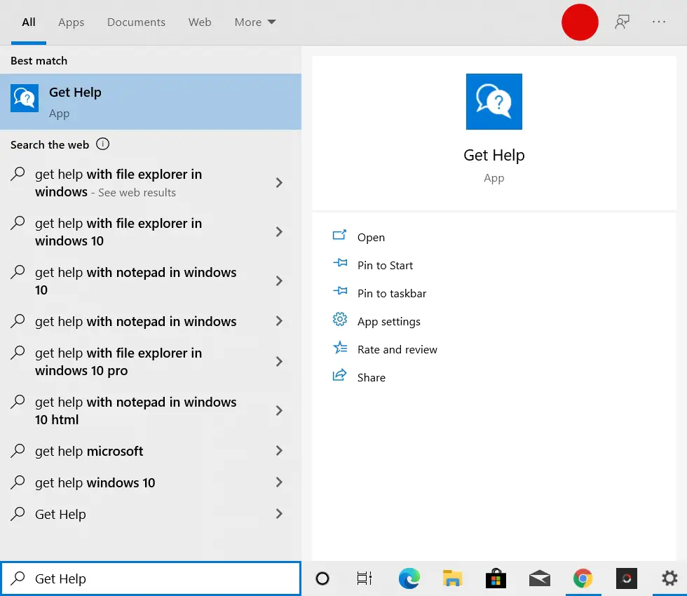 Get Help in Windows 10
