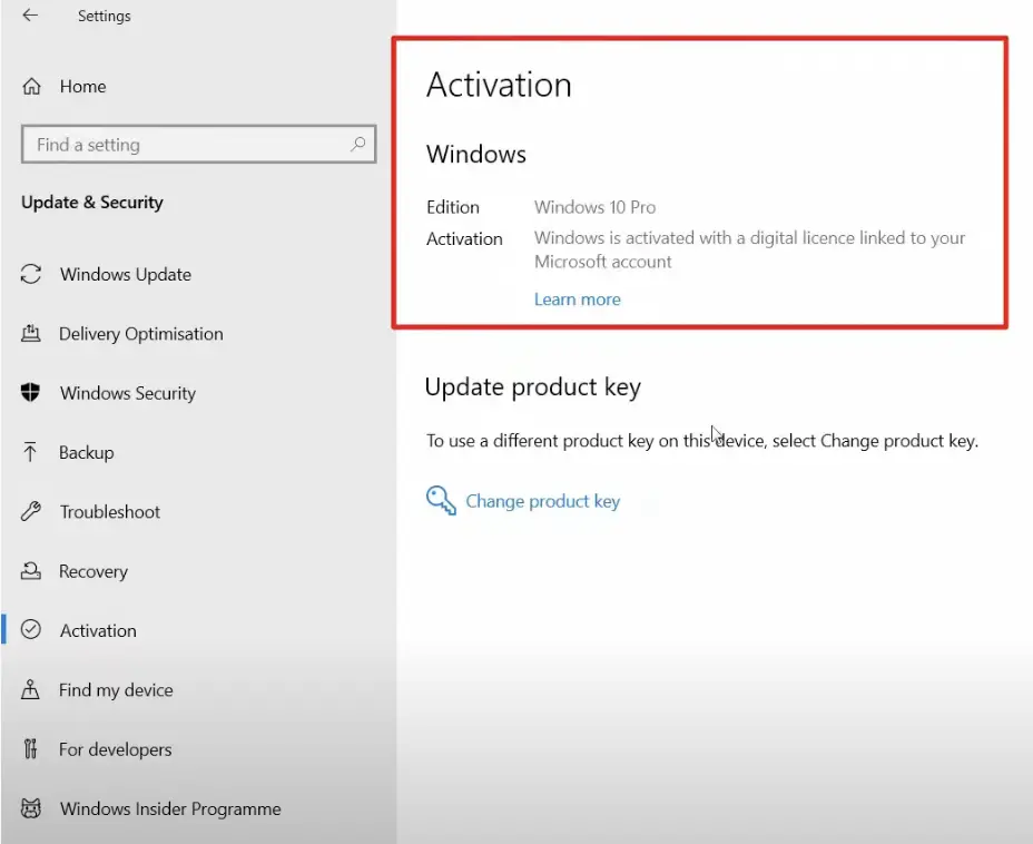 Windows is activated with a digital license